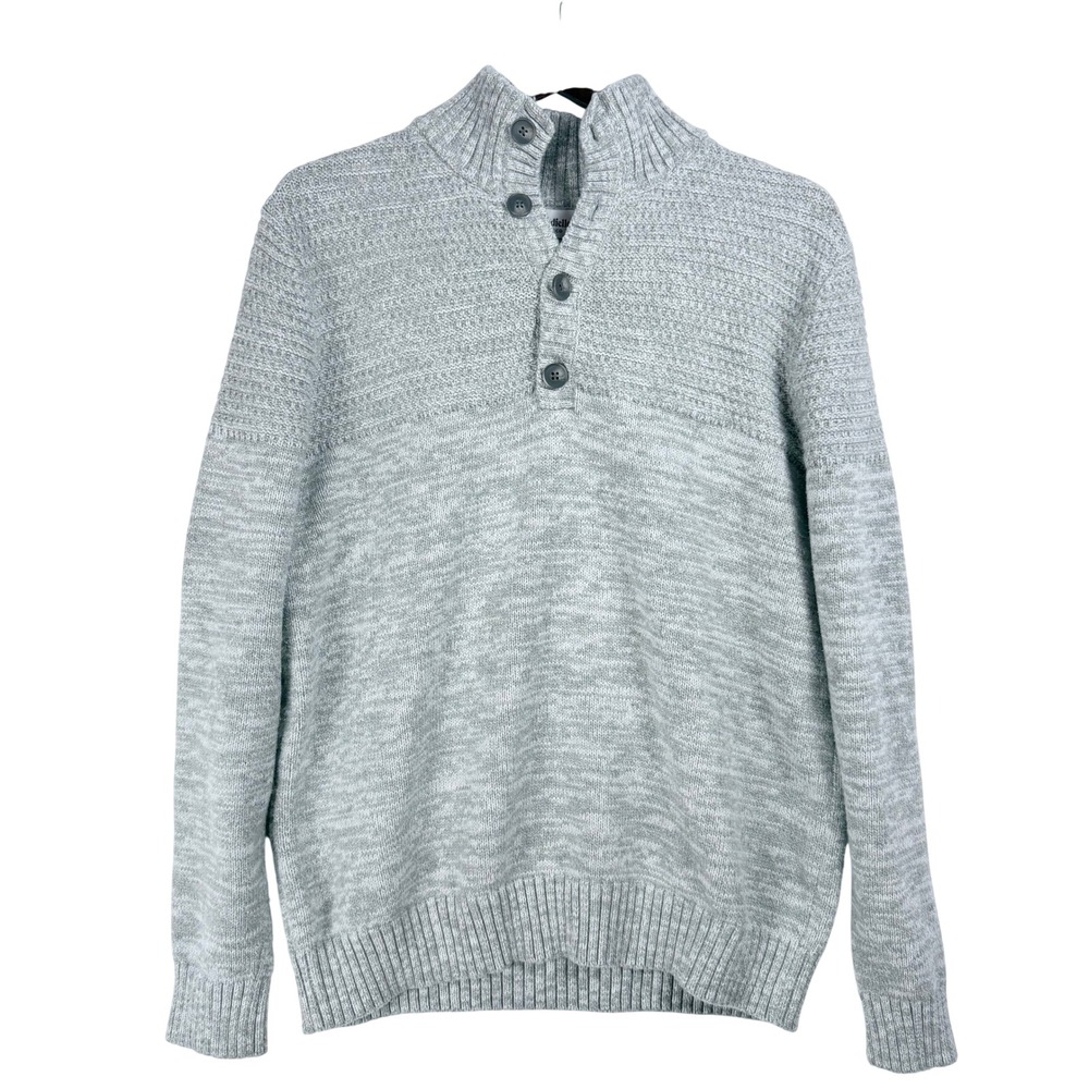 Goodfellow & Co Button Sweater Mens L Gray Textured Knit Grandpa Core Minimalist - Picture 2 of 8